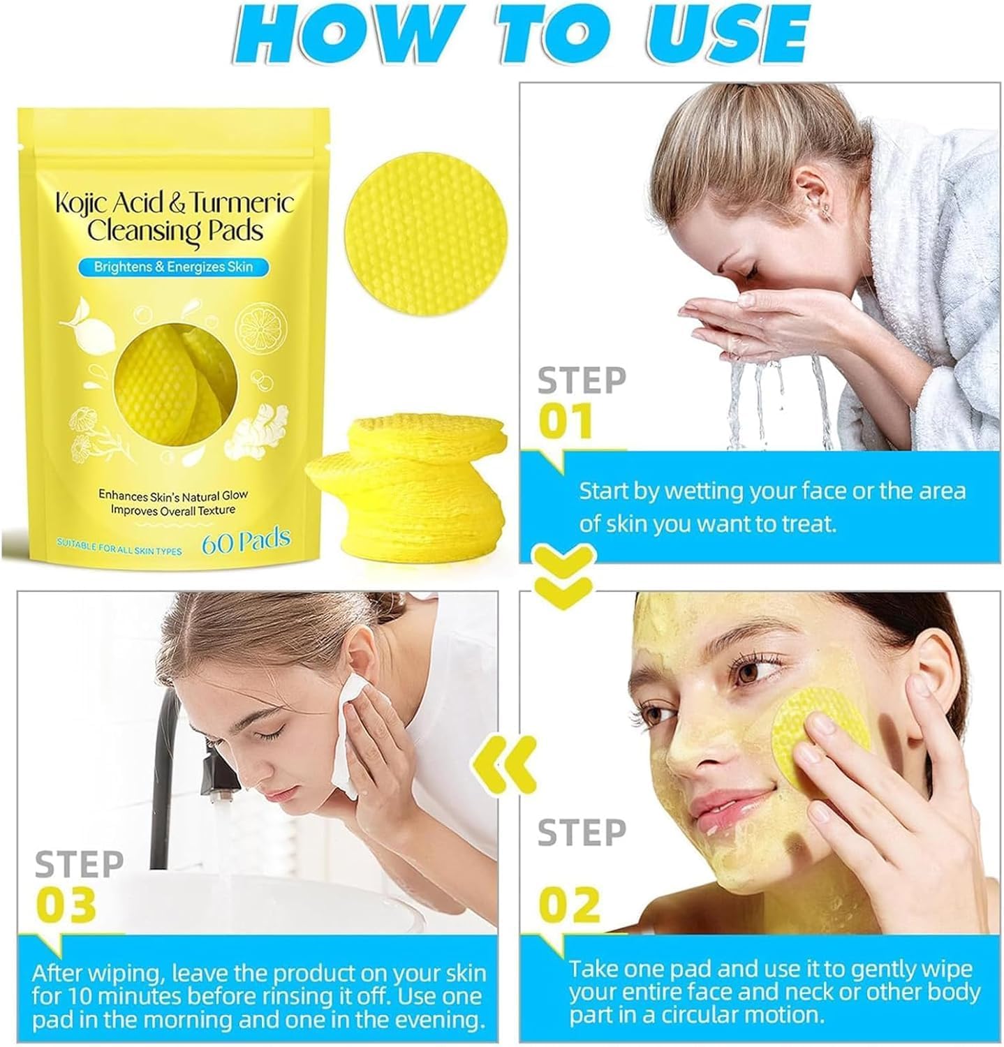 हल्दी कोजिक एसिड क्लींजिंग पैड्स
